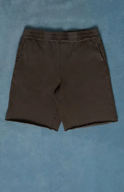 Pacsun Men's Washed Brown Fleece Raw Baggy Sweat Shorts