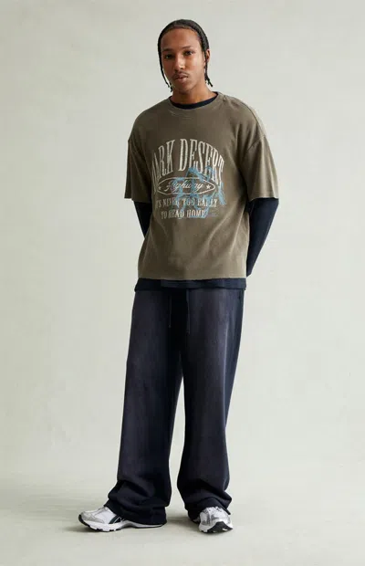 Pacsun Men's Washed Fleece Extreme Baggy Sweatpants In Black In Blue