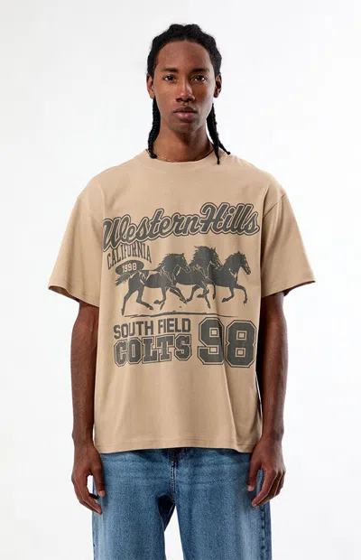 Pacsun Men's Western Hills Oversized T-shirt In Cream In Brown