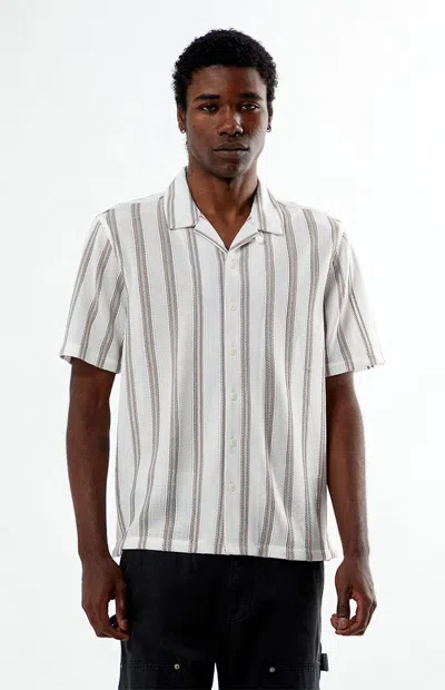 Pacsun Men's Whirl Weave Camp Shirt In White/tan In Gray