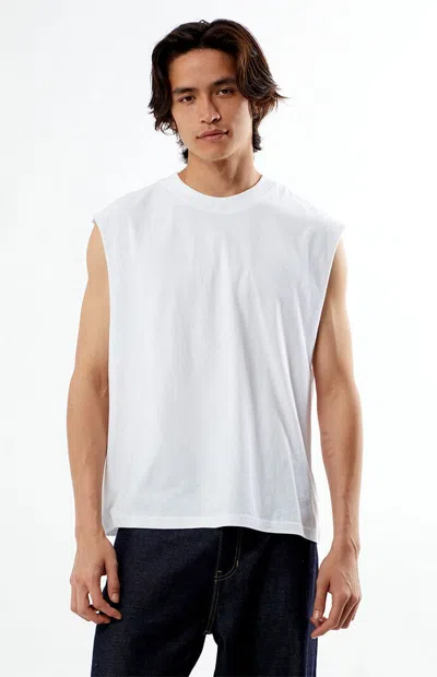 Pacsun Men's White Cut Off Muscle T-shirt