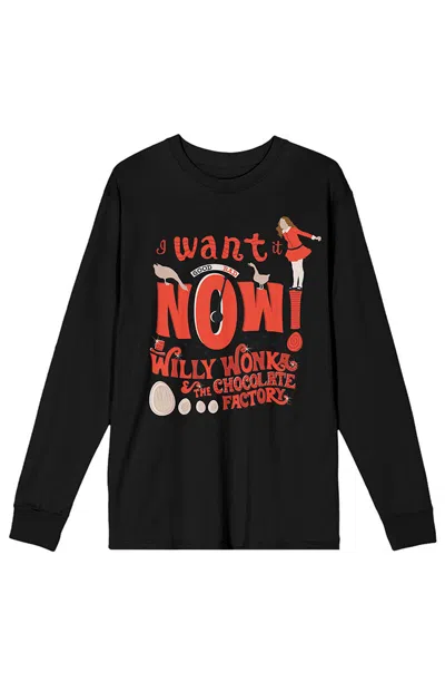 Pacsun Men's Willy Wonka And The Chocolate Factory Long Sleeve T-shirt In Black