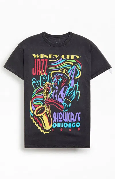 Pacsun Men's Windy City Jazz T-shirt In Washed Black