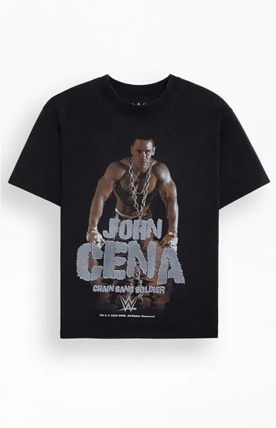 Pacsun Men's Wwe John Cena Chain T-shirt In Washed Black In Blue