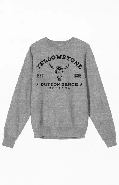 Pacsun Men's Yellowstone Dutton Ranch Crew Neck Sweatshirt In Heather Grey In Gray