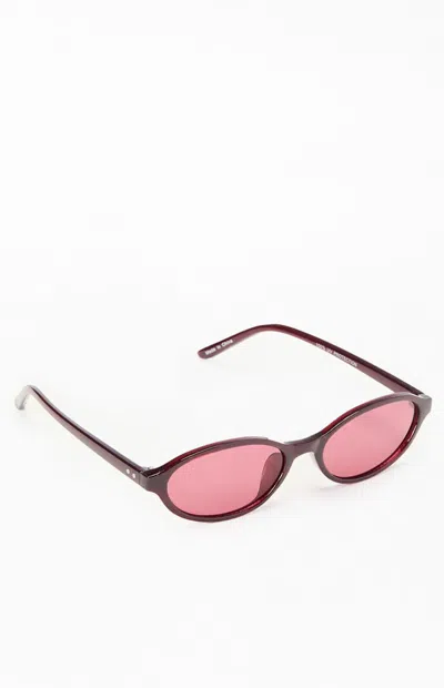 Pacsun Mia Plastic Oval Sunglasses In Wine In Pink