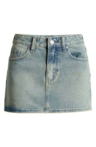 Pacsun Mid Rise Denim Miniskirt In Tint Indigo Wash