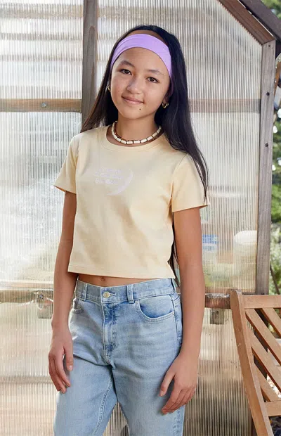 Pacsun Moon Embroidered Skimmer T-shirt In Butter In Yellow