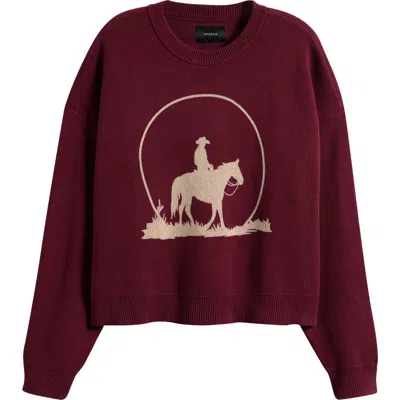 Pacsun Moonlight Oversize Crewneck Sweater In Burgundy