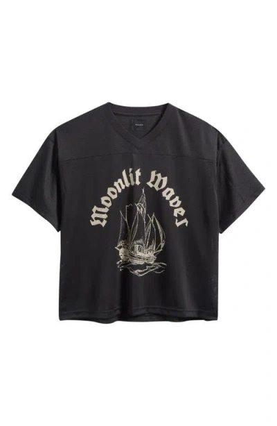 Pacsun Moonlit Mesh Jersey Graphic Top In Black