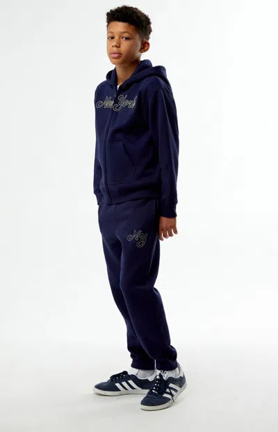 Pacsun Navy New York Embroidered Jogger Sweatpants In Blue
