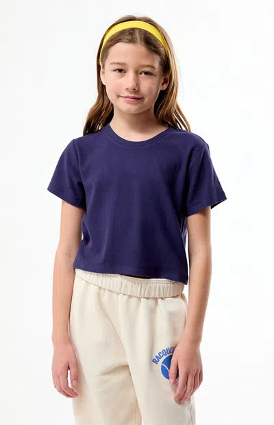 Pacsun Navy Ribbed Skimmer T-shirt In Multi