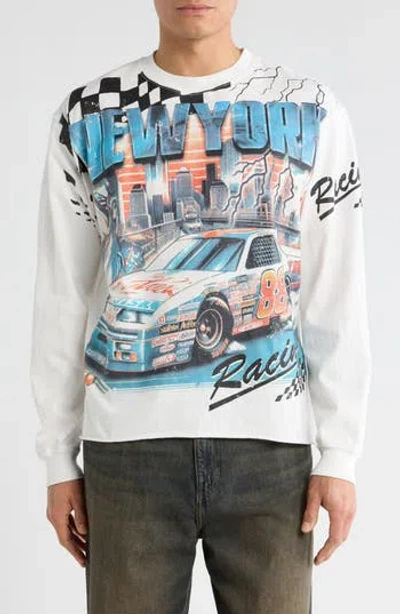 Pacsun New York Racing Long Sleeve Graphic T-shirt In White