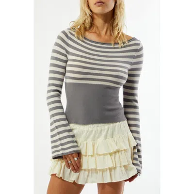 Pacsun Noa Wide Neck Bell Sleeve Knit Top In Multi