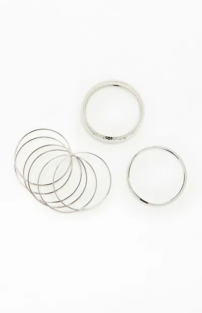 Pacsun Nora Metal Bangle Set In Silver In Neutral