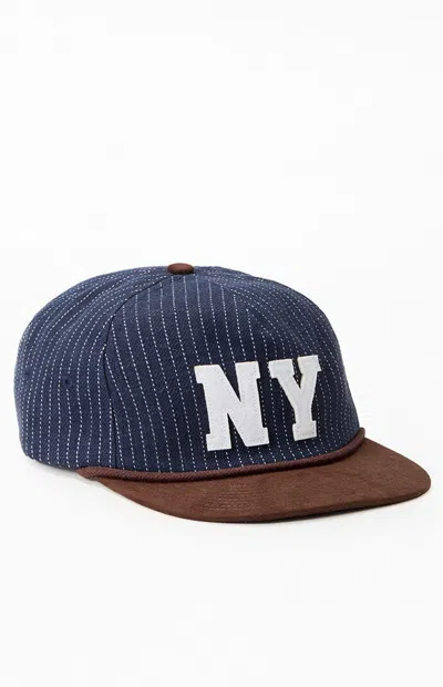Pacsun Ny Pinstripe Golfer Dad Hat In Navy In Blue