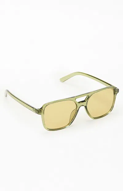 Pacsun Olive Violette Plastic Aviator Sunglasses In Green