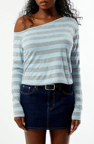 Pacsun Olivia Stripe Off The Shoulder Top In Blue