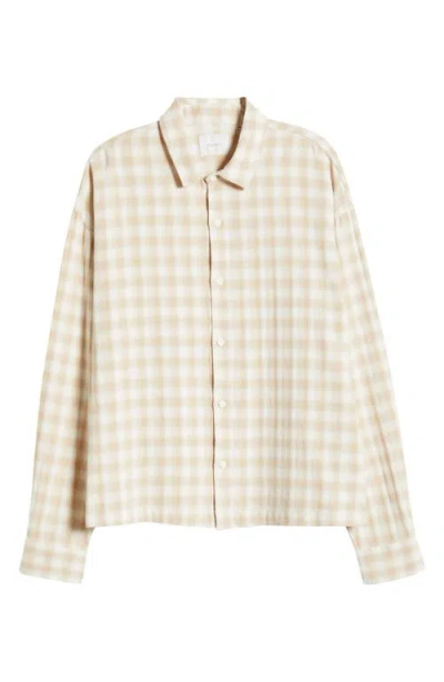 Pacsun Ombré Check Button-up Shirt In Cream