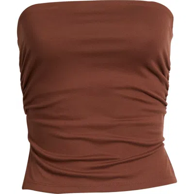 Pacsun Ophelia Ruched Tube Top In Brown