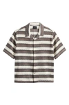 Pacsun Oversize Textured Stripe Camp Shirt In Gray