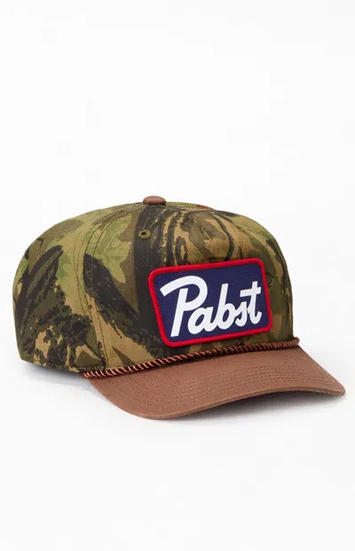 Pacsun Pabst Blue Ribbon Camo Snapback Hat In Camouflage In Green