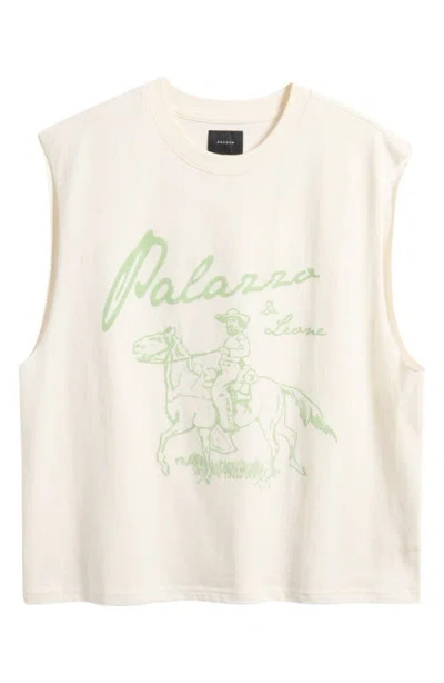 Pacsun Palazzo De Leone Graphic Muscle Tank In White