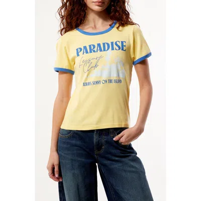 Pacsun Paradise Skimmer Ringer Graphic T-shirt In Yellow