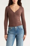 Pacsun Payton V-neck Henley In Brown