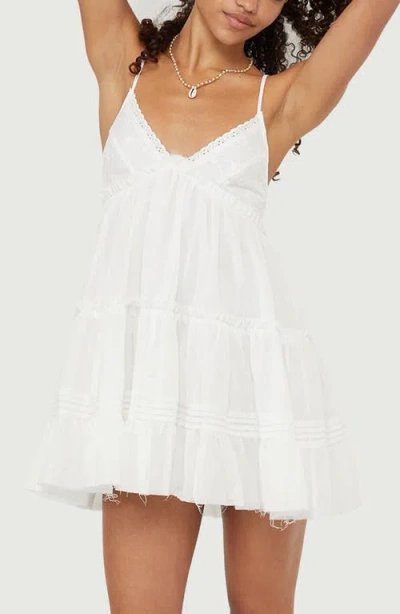 Pacsun Phoebe Eyelet Babydoll Minidress In White