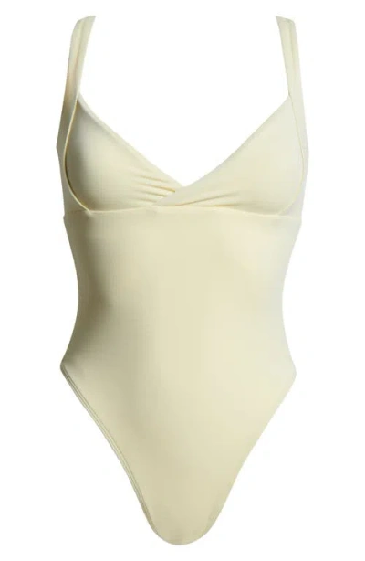 Pacsun Phoebe Surplice One-piece Swimsuit In French Vanilla