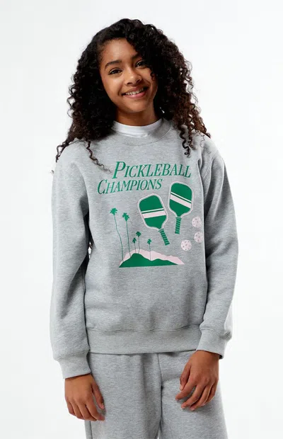 Pacsun Pickleball Champions Heather Grey Crew Neck Sweatshirt In Gray