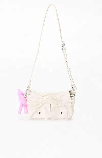 Pacsun Pink Bow Knotted Crossbody Bag In Cream In White