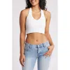 Pacsun Pixie Rib Crop Halter Top In Bright White