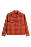 Pacsun Plaid Crop Long Sleeve Flannel Camp Shirt In Cinnamon