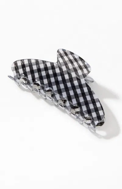 Pacsun Plaid Hair Claw Clip In Gray