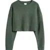 Pacsun Polar Waffle Knit Crop Sweater In Jungle Green