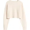 Pacsun Polar Waffle Knit Crop Sweater In White Sand