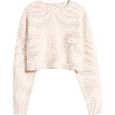 Pacsun Polar Waffle Knit Crop Sweater In White Sand