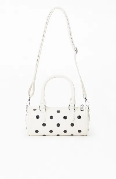 Pacsun Polka Dot Faux Leather Mod Spot Barrel Bag In Black/white In Multi
