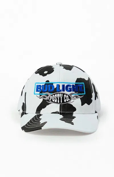 Pacsun Post Malone X Bud Light Cow Print Snapback Hat In White