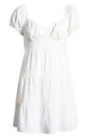 Pacsun Puff Sleeve Minidress In Bright White