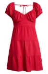 Pacsun Puff Sleeve Minidress In Red