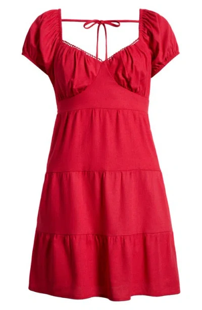 Pacsun Puff Sleeve Minidress In Red
