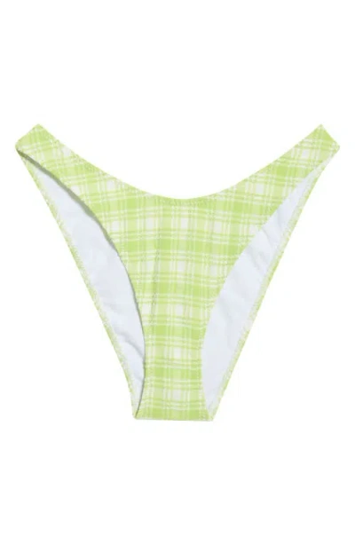 Pacsun Rae Plaid High Cut Bikini Bottoms In Green