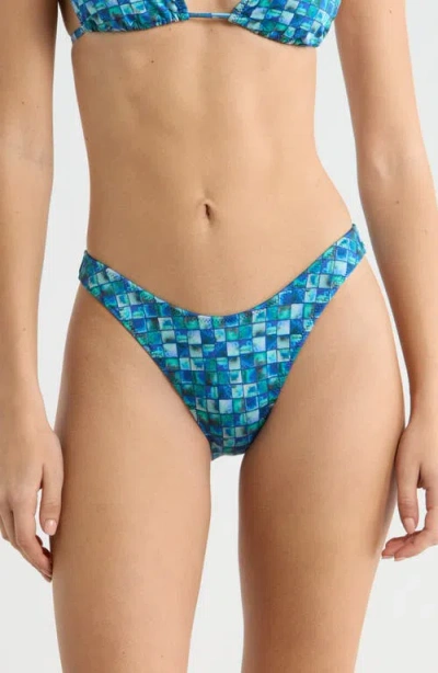 Pacsun Rae Shine High Cut Bikini Bottoms In Blue