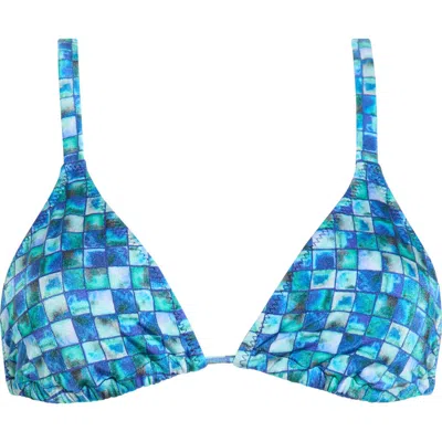 Pacsun Rae Shine Triangle Bikini Top In Blue