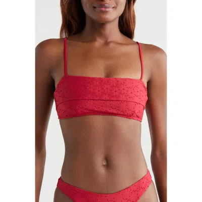 Pacsun Ramona Eyelet Foldover Bikini Top In Jester Red