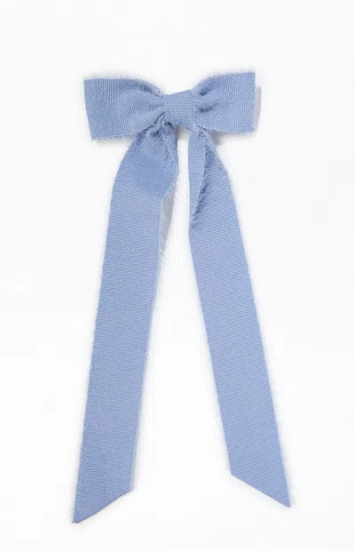 Pacsun Raw Edge Bow Barrette In Light Blue In Burgundy