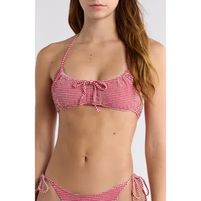 Pacsun Rebecca Gingham Bikini Top In Pink